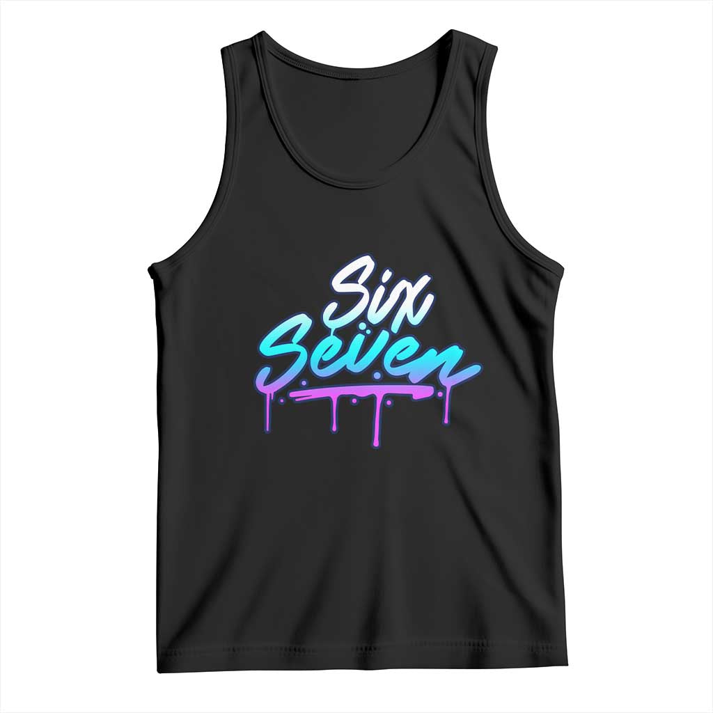 Fun Six Seven Tank Top Funny 6 7 Meme Gen Alpha Slang Streetwear Gradient TS10 Black Print Your Wear