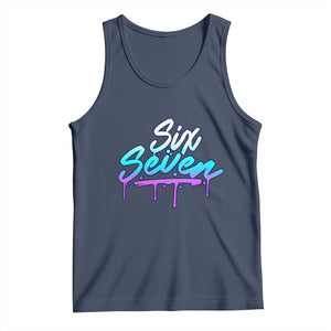 Fun Six Seven Tank Top Funny 6 7 Meme Gen Alpha Slang Streetwear Gradient TS10 Navy Print Your Wear