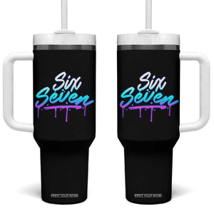 Fun Six Seven Tumbler With Handle Funny 6 7 Meme Gen Alpha Slang Streetwear Gradient TS10 One Size: 40 oz Black Print Your Wear