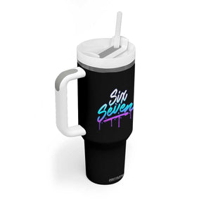Fun Six Seven Tumbler With Handle Funny 6 7 Meme Gen Alpha Slang Streetwear Gradient TS10 Print Your Wear