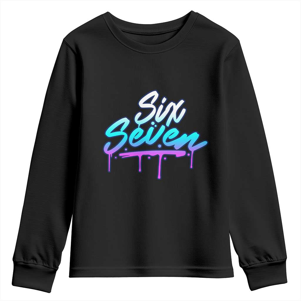 Fun Six Seven Youth Sweatshirt Funny 6 7 Meme Gen Alpha Slang Streetwear Gradient TS10 Black Print Your Wear