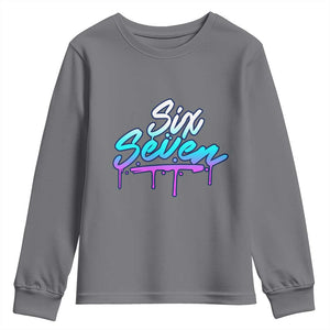 Fun Six Seven Youth Sweatshirt Funny 6 7 Meme Gen Alpha Slang Streetwear Gradient TS10 Charcoal Print Your Wear