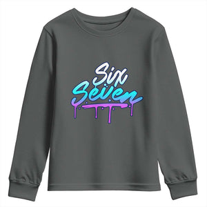Fun Six Seven Youth Sweatshirt Funny 6 7 Meme Gen Alpha Slang Streetwear Gradient TS10 Dark Heather Print Your Wear