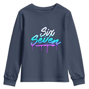 Fun Six Seven Youth Sweatshirt Funny 6 7 Meme Gen Alpha Slang Streetwear Gradient TS10 Navy Print Your Wear
