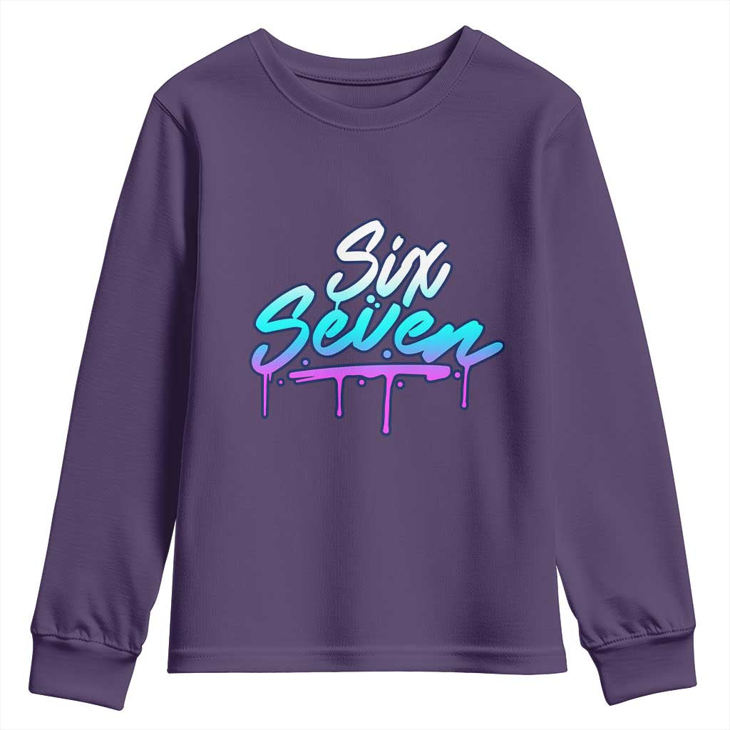 Fun Six Seven Youth Sweatshirt Funny 6 7 Meme Gen Alpha Slang Streetwear Gradient TS10 Purple Print Your Wear