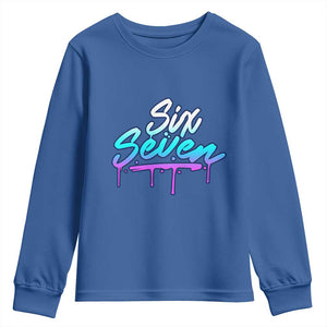 Fun Six Seven Youth Sweatshirt Funny 6 7 Meme Gen Alpha Slang Streetwear Gradient TS10 Royal Blue Print Your Wear