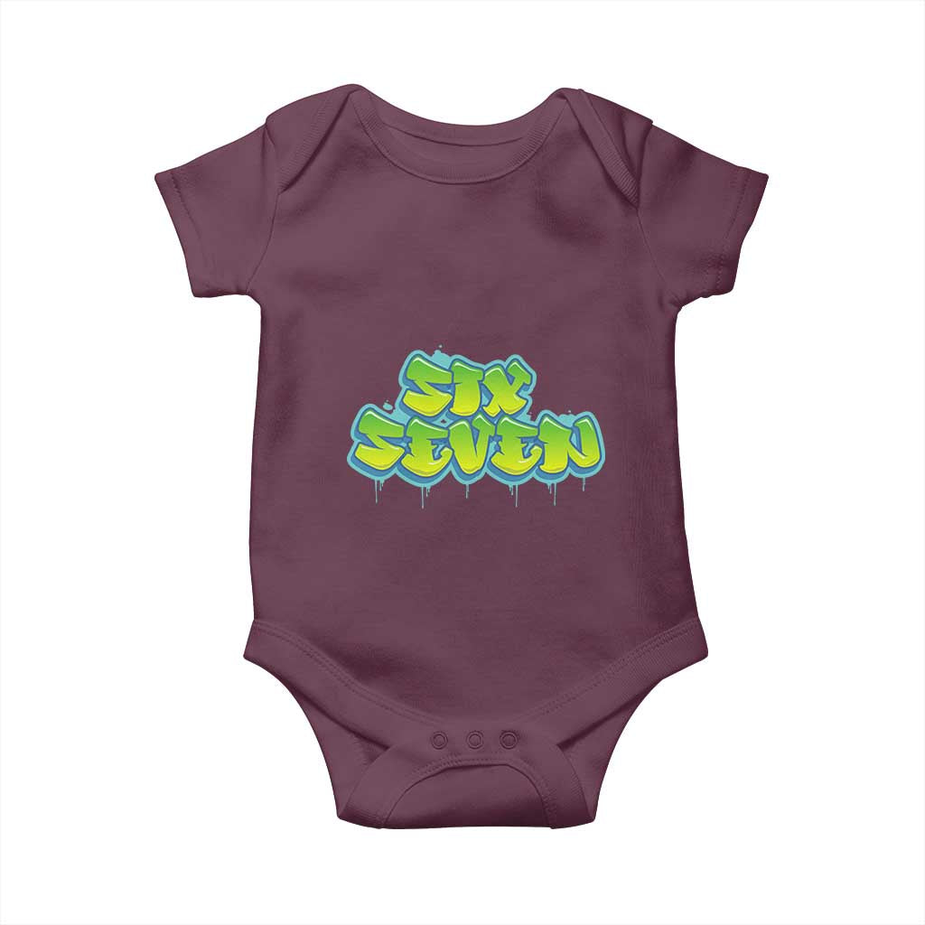 67 Meme Baby Onesie Six Seven Funny Gen Alpha Slang Saying TS10 Maroon Print Your Wear