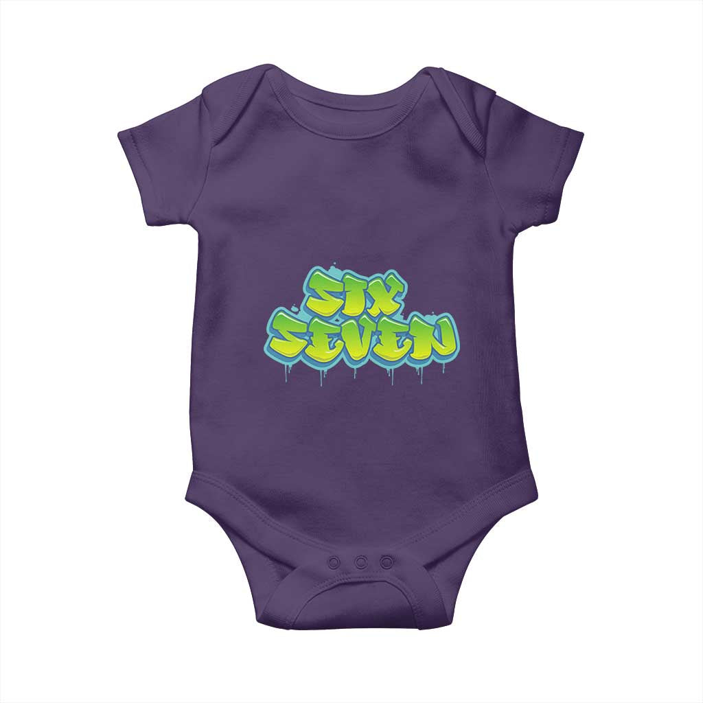 67 Meme Baby Onesie Six Seven Funny Gen Alpha Slang Saying TS10 Purple Print Your Wear