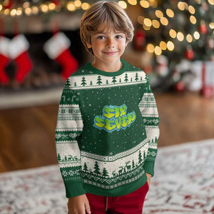 67 Meme Ugly Christmas Sweater Six Seven Funny Gen Alpha Slang Saying TS10 Forest Green Beige Print Your Wear