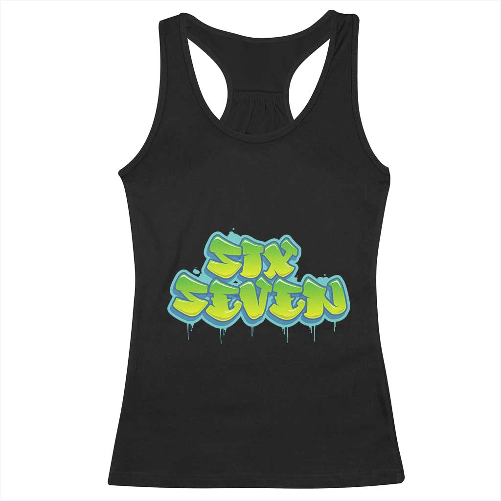 67 Meme Racerback Tank Top Six Seven Funny Gen Alpha Slang Saying TS10 Black Print Your Wear