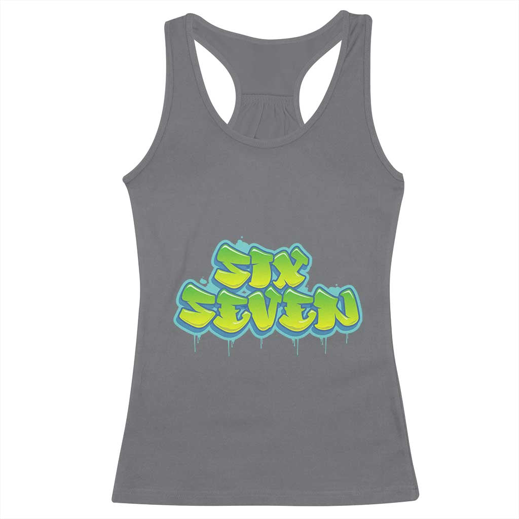 67 Meme Racerback Tank Top Six Seven Funny Gen Alpha Slang Saying TS10 Charcoal Print Your Wear