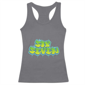 67 Meme Racerback Tank Top Six Seven Funny Gen Alpha Slang Saying TS10 Charcoal Print Your Wear