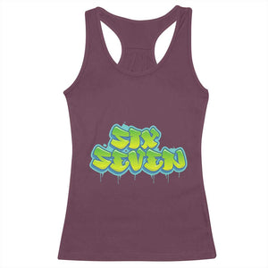 67 Meme Racerback Tank Top Six Seven Funny Gen Alpha Slang Saying TS10 Maroon Print Your Wear