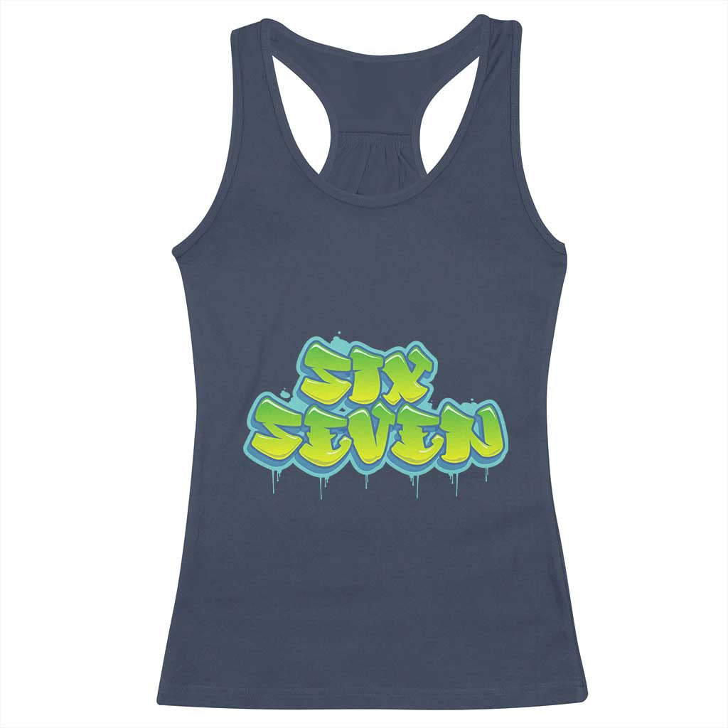 67 Meme Racerback Tank Top Six Seven Funny Gen Alpha Slang Saying TS10 Navy Print Your Wear