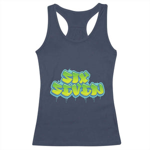 67 Meme Racerback Tank Top Six Seven Funny Gen Alpha Slang Saying TS10 Navy Print Your Wear