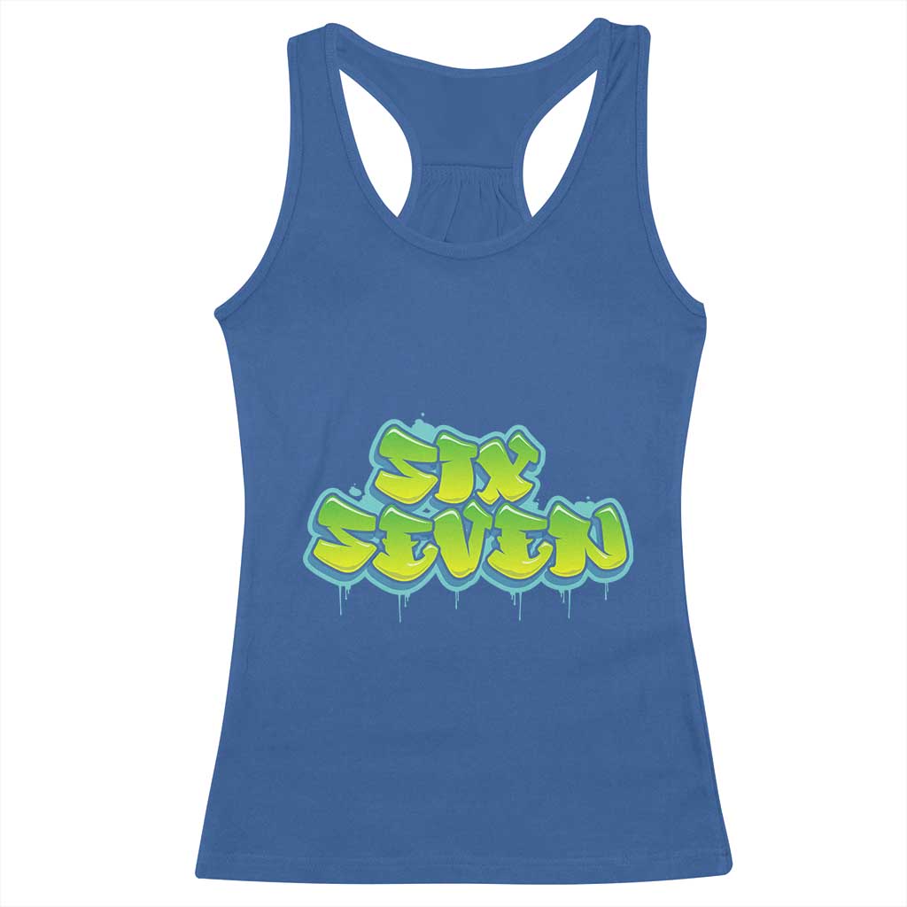 67 Meme Racerback Tank Top Six Seven Funny Gen Alpha Slang Saying TS10 Royal Blue Print Your Wear