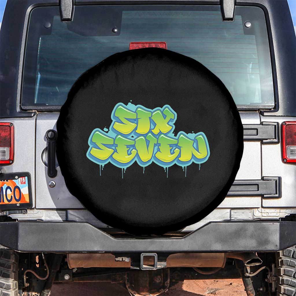 67 Meme Spare Tire Cover Six Seven Funny Gen Alpha Slang Saying TS10 No hole Black Print Your Wear