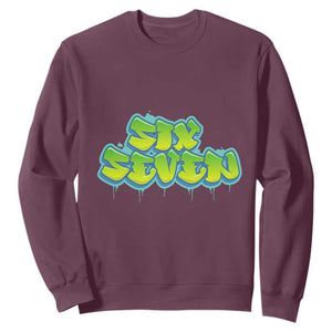 67 Meme Sweatshirt Six Seven Funny Gen Alpha Slang Saying TS10 Maroon Print Your Wear
