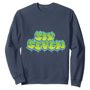 67 Meme Sweatshirt Six Seven Funny Gen Alpha Slang Saying TS10 Navy Print Your Wear