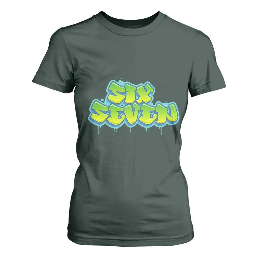 67 Meme T Shirt For Women Six Seven Funny Gen Alpha Slang Saying TS10 Dark Forest Green Print Your Wear