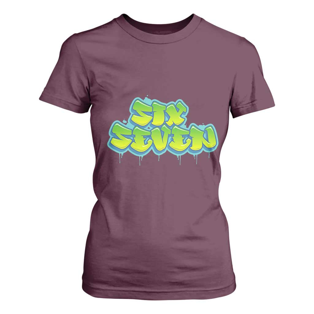 67 Meme T Shirt For Women Six Seven Funny Gen Alpha Slang Saying TS10 Maroon Print Your Wear