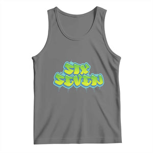 67 Meme Tank Top Six Seven Funny Gen Alpha Slang Saying TS10 Black Heather Print Your Wear