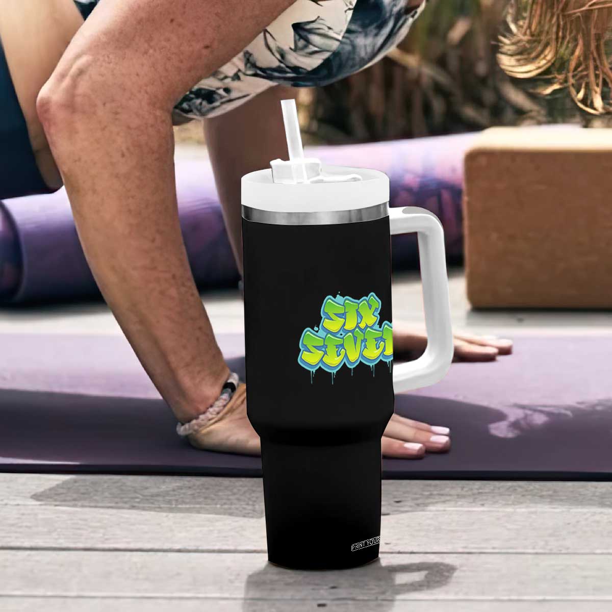 67 Meme Tumbler With Handle Six Seven Funny Gen Alpha Slang Saying TS10 Print Your Wear