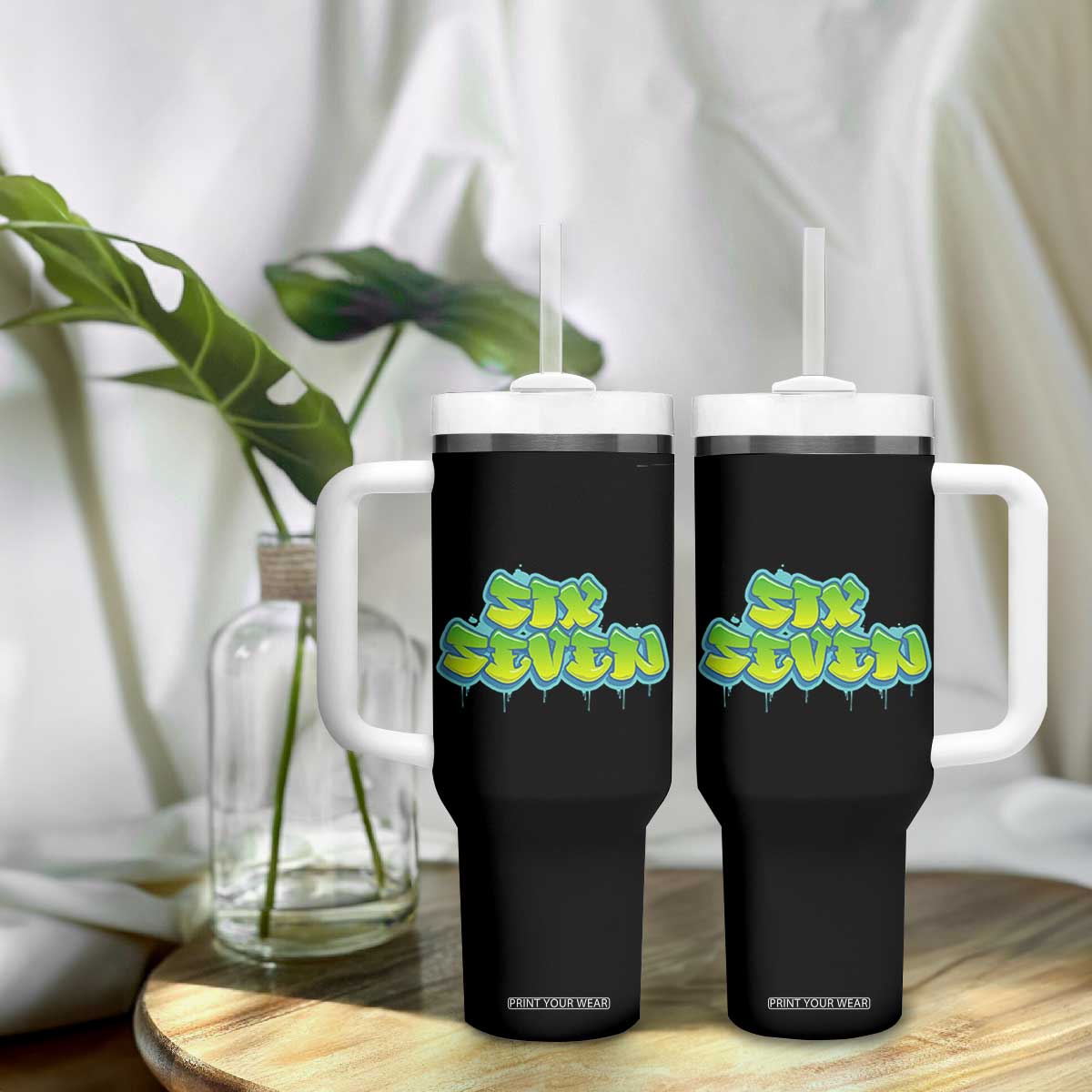 67 Meme Tumbler With Handle Six Seven Funny Gen Alpha Slang Saying TS10 Print Your Wear