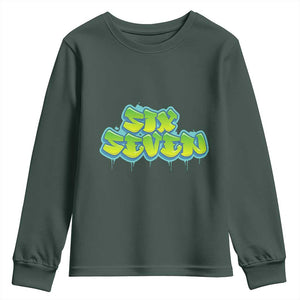 67 Meme Youth Sweatshirt Six Seven Funny Gen Alpha Slang Saying TS10 Dark Forest Green Print Your Wear