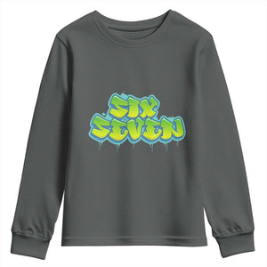 67 Meme Youth Sweatshirt Six Seven Funny Gen Alpha Slang Saying TS10 Dark Heather Print Your Wear