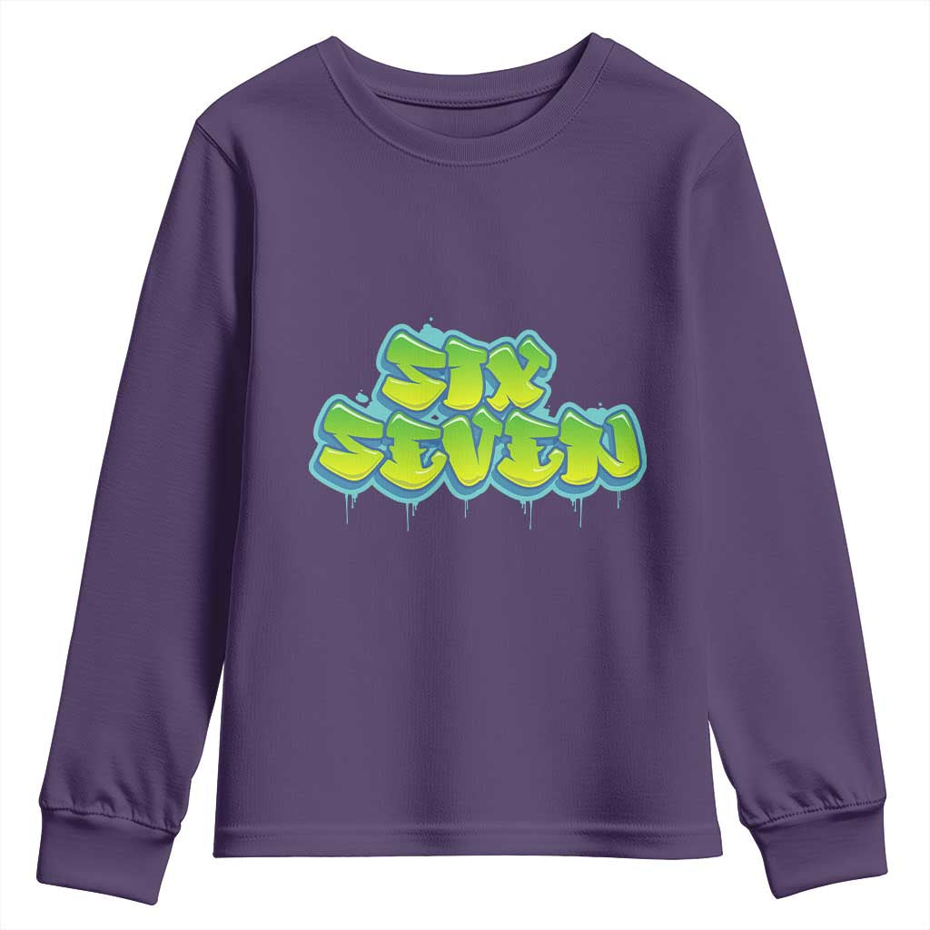 67 Meme Youth Sweatshirt Six Seven Funny Gen Alpha Slang Saying TS10 Purple Print Your Wear