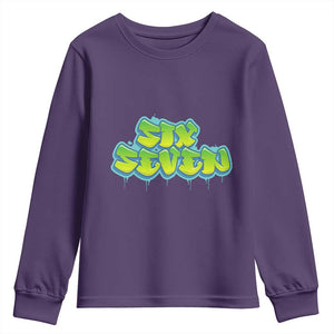 67 Meme Youth Sweatshirt Six Seven Funny Gen Alpha Slang Saying TS10 Purple Print Your Wear