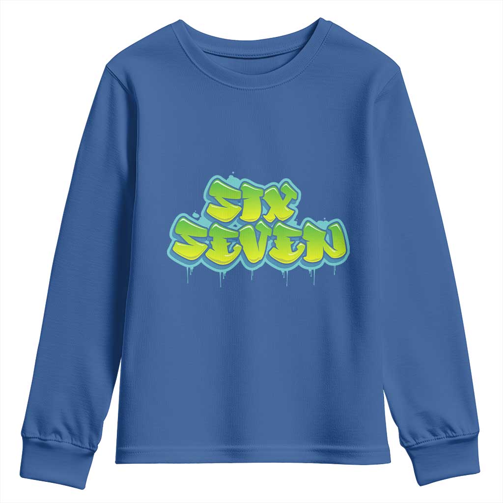 67 Meme Youth Sweatshirt Six Seven Funny Gen Alpha Slang Saying TS10 Royal Blue Print Your Wear