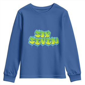67 Meme Youth Sweatshirt Six Seven Funny Gen Alpha Slang Saying TS10 Royal Blue Print Your Wear
