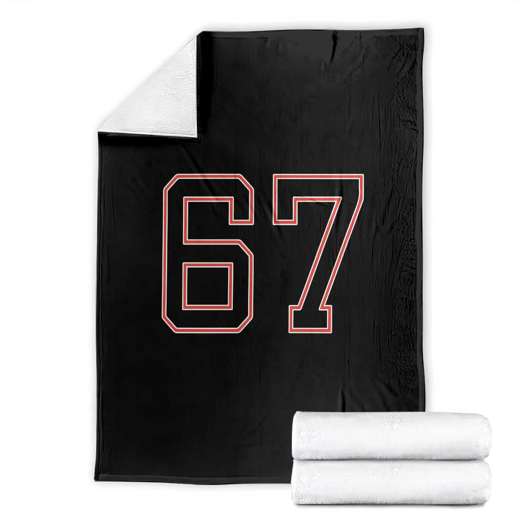 Number 67 Meme Throw Blanket Funny Six Seven Varsity Sports Team Jersey TS10 Black Print Your Wear