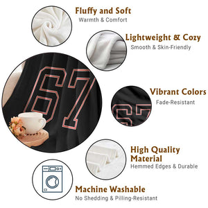 Number 67 Meme Throw Blanket Funny Six Seven Varsity Sports Team Jersey TS10 Print Your Wear