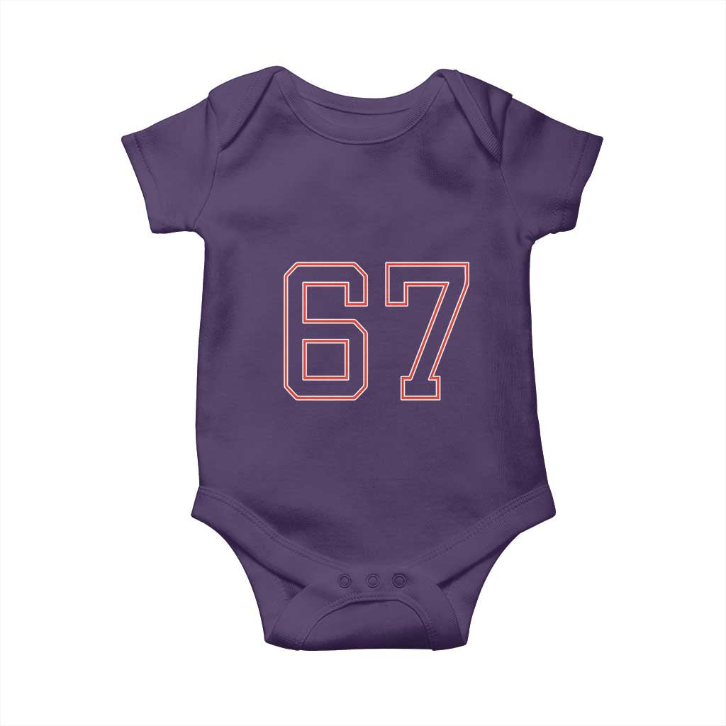Number 67 Meme Baby Onesie Funny Six Seven Varsity Sports Team Jersey TS10 Purple Print Your Wear