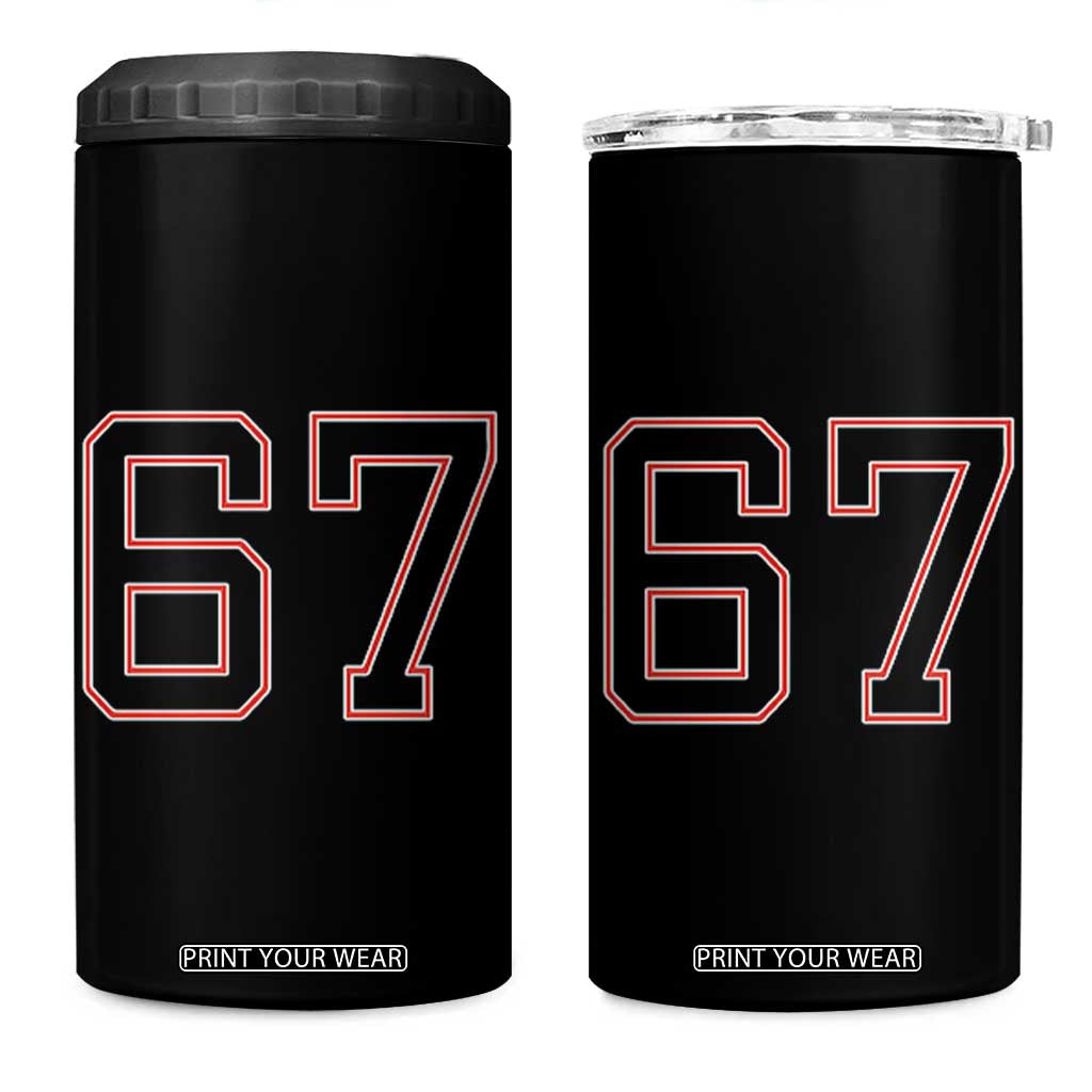 Number 67 Meme 4 in 1 Can Cooler Tumbler Funny Six Seven Varsity Sports Team Jersey TS10 One Size: 16 oz Black Print Your Wear