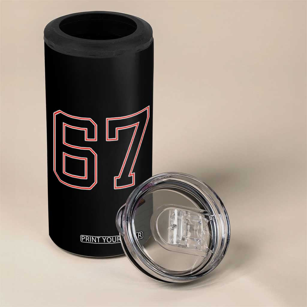 Number 67 Meme 4 in 1 Can Cooler Tumbler Funny Six Seven Varsity Sports Team Jersey TS10 Print Your Wear