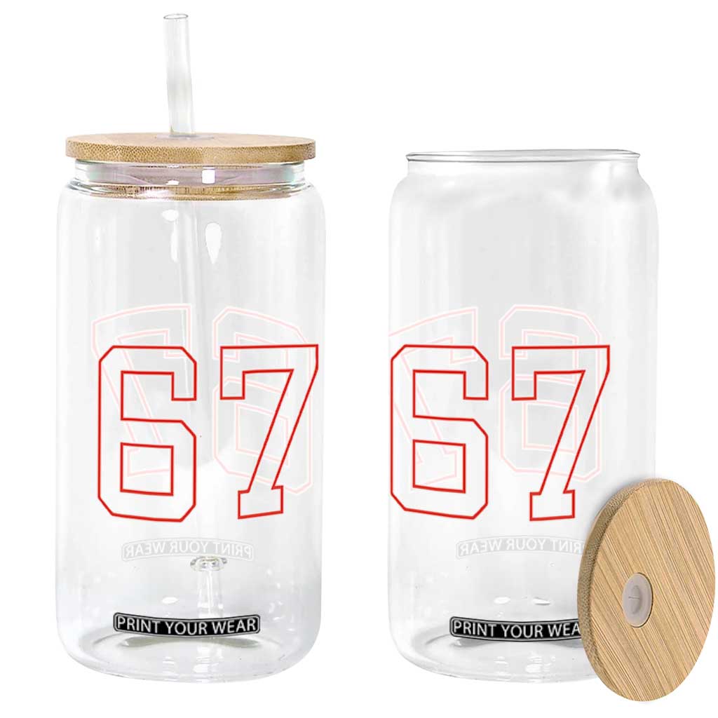 Number 67 Meme Glass Can Funny Six Seven Varsity Sports Team Jersey TS10 Print Your Wear