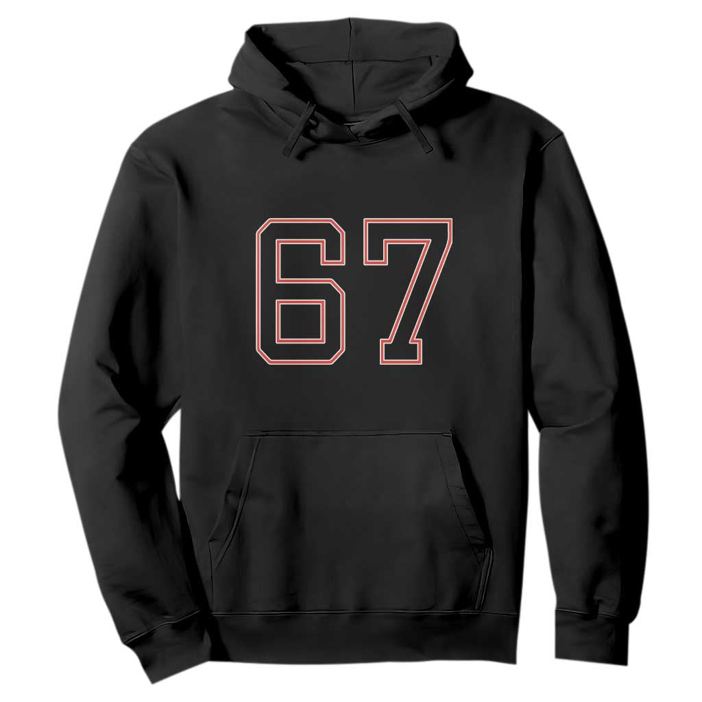 Number 67 Meme Hoodie Funny Six Seven Varsity Sports Team Jersey TS10 Black Print Your Wear