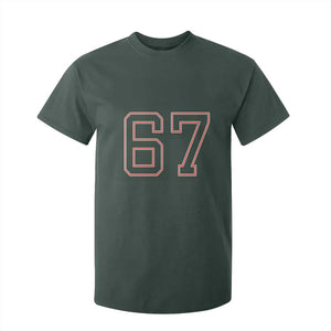 Number 67 Meme T Shirt For Kid Funny Six Seven Varsity Sports Team Jersey TS10 Dark Forest Green Print Your Wear
