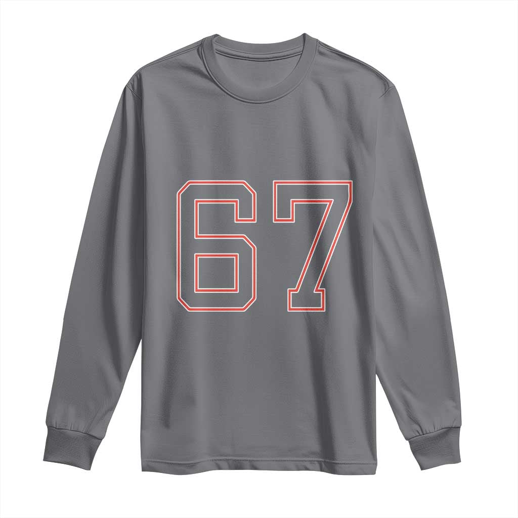 Number 67 Meme Long Sleeve Shirt Funny Six Seven Varsity Sports Team Jersey TS10 Charcoal Print Your Wear