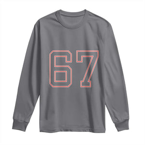Number 67 Meme Long Sleeve Shirt Funny Six Seven Varsity Sports Team Jersey TS10 Charcoal Print Your Wear