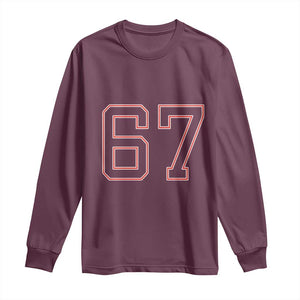 Number 67 Meme Long Sleeve Shirt Funny Six Seven Varsity Sports Team Jersey TS10 Maroon Print Your Wear