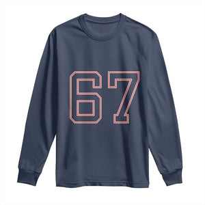 Number 67 Meme Long Sleeve Shirt Funny Six Seven Varsity Sports Team Jersey TS10 Navy Print Your Wear