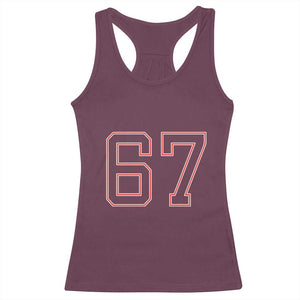 Number 67 Meme Racerback Tank Top Funny Six Seven Varsity Sports Team Jersey TS10 Maroon Print Your Wear
