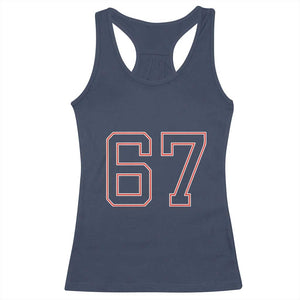 Number 67 Meme Racerback Tank Top Funny Six Seven Varsity Sports Team Jersey TS10 Navy Print Your Wear