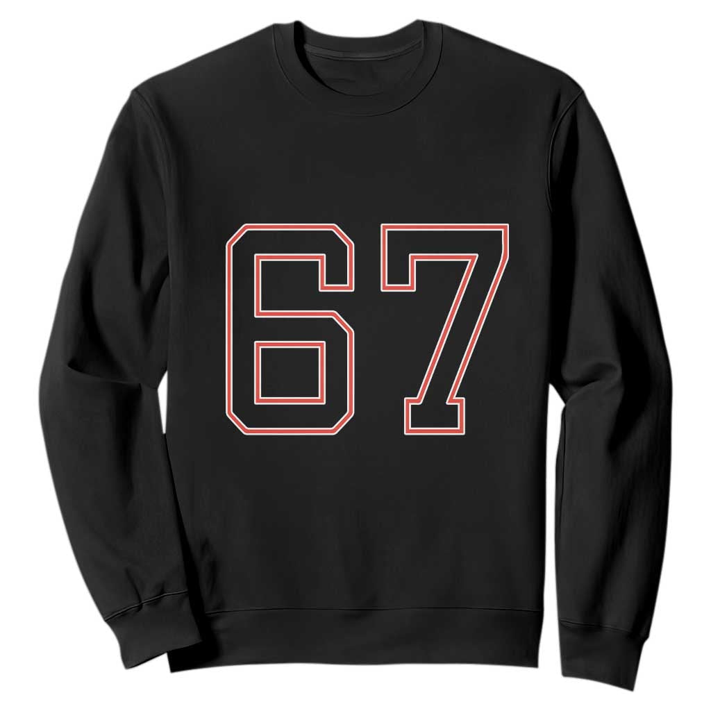 Number 67 Meme Sweatshirt Funny Six Seven Varsity Sports Team Jersey TS10 Black Print Your Wear