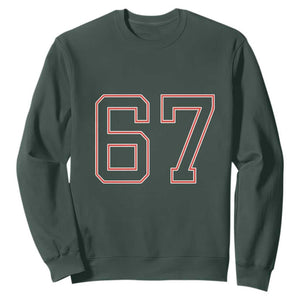 Number 67 Meme Sweatshirt Funny Six Seven Varsity Sports Team Jersey TS10 Dark Forest Green Print Your Wear